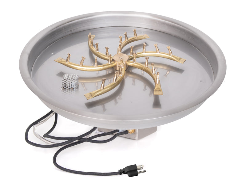 The Outdoor Plus Round Drop-In Pan & Triple S Bullet Burner - Fire Pit Insert