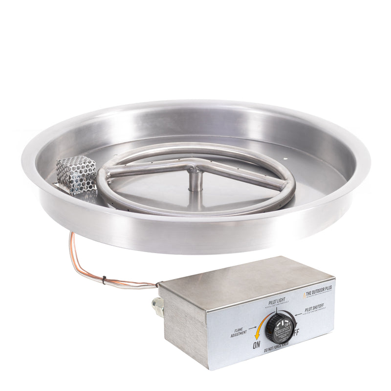 The Outdoor Plus Round Drop-In Pan & Stainless Steel Burner - Fire Pit Insert