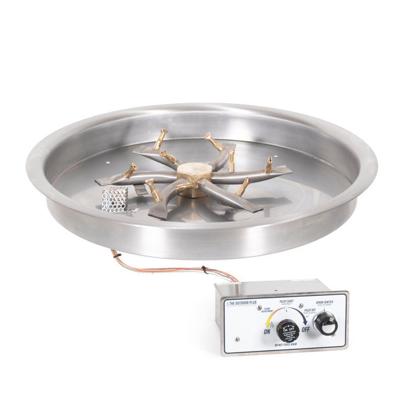 The Outdoor Plus Round Drop-In Pan & Triple S Bullet Burner - Fire Pit Insert