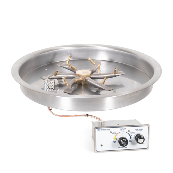 The Outdoor Plus Round Drop-In Pan & Triple S Bullet Burner - Fire Pit Insert