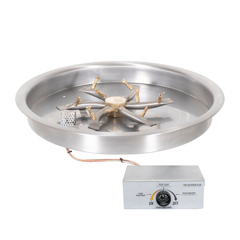 The Outdoor Plus Round Drop-In Pan & Triple S Bullet Burner - Fire Pit Insert