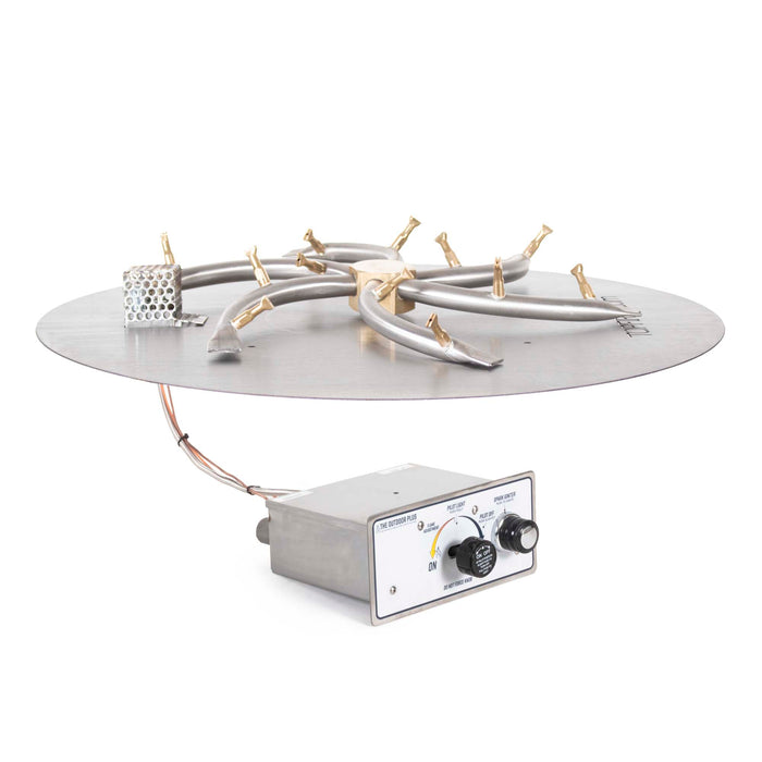 The Outdoor Plus Round Flat Pan & Triple S Bullet Burner - Fire Pit Insert