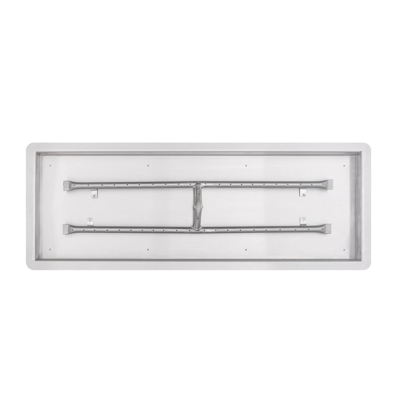 The Outdoor Plus Rectangular Drop-In Pan & Stainless Steel H-Burner - Fire Pit Insert