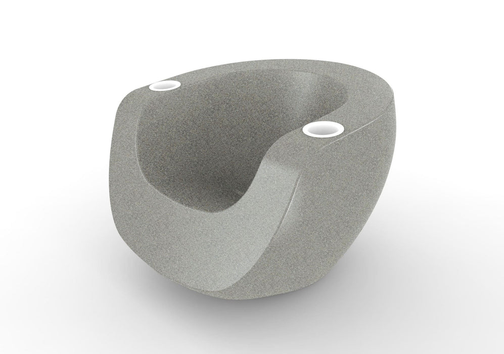 Modern gray concrete chair on a white background
