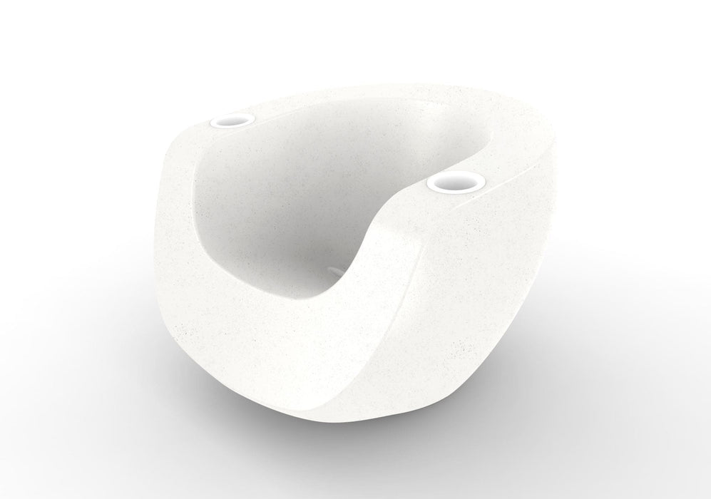 White poolside chair with white cupholders on a white background