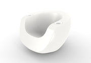 TenJam white moon chair with white cupholders on a white background