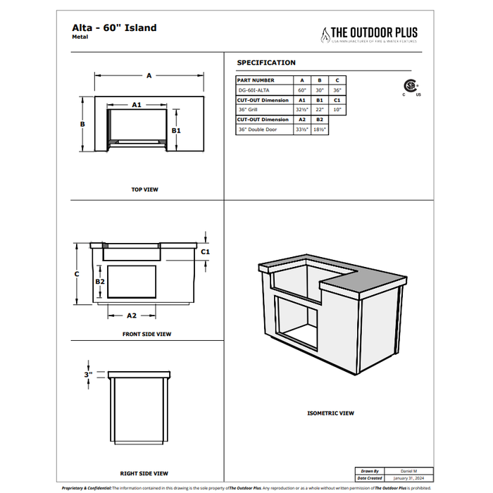The Outdoor Plus Alta 60" Complete Outdoor Kitchen Island