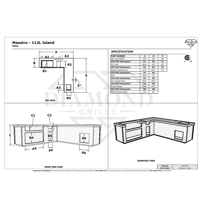 The Outdoor Plus Maestro 112" Complete L-Shaped Kitchen Island