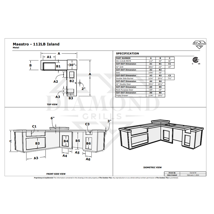 The Outdoor Plus Maestro 112L B Complete Kitchen Island