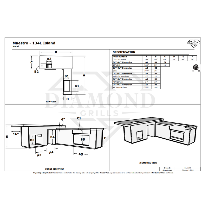 The Outdoor Plus Maestro 134L Complete Kitchen Island