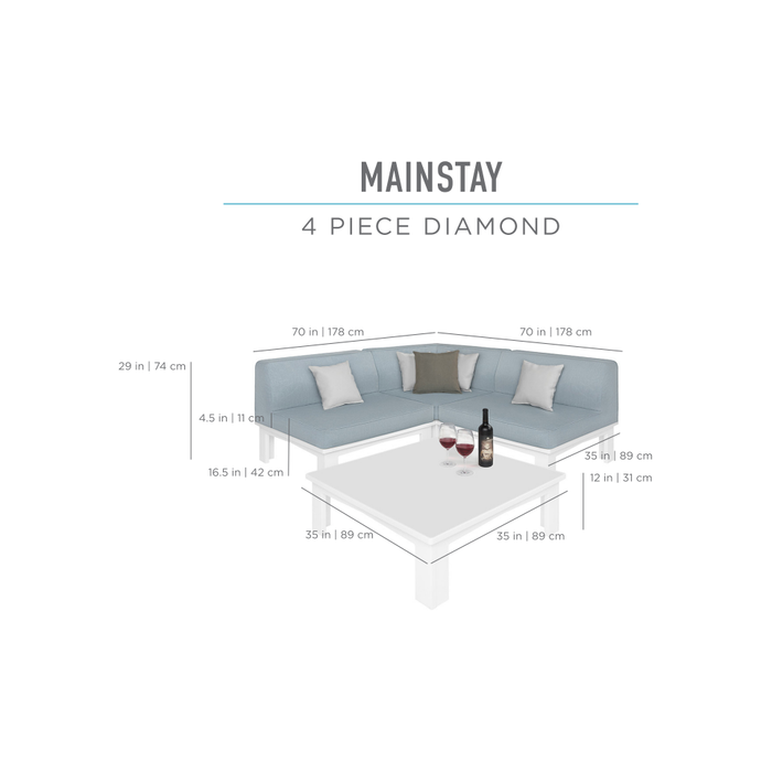 Ledge Lounger Mainstay Sectional 4 Piece Diamond