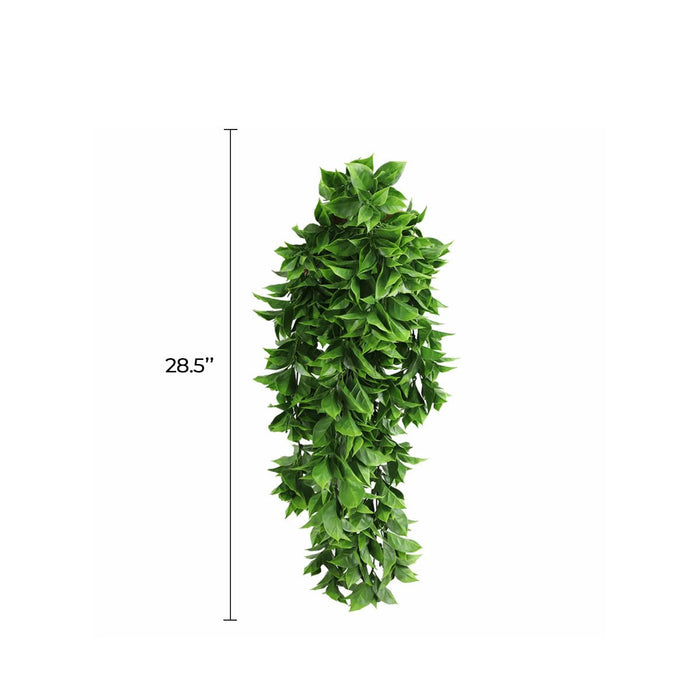 Artificial Dense Hanging Flowering Pothos Bushes – Vivid Green UV Resistant & Fire Rated | 10.6in x 28.5in (27cm x 72cm Each)