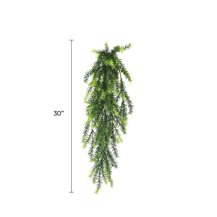 Artificial Hanging Cedar Vine Garland Bushes UV Resistant & Fire Rated | 7.8in x 30in (20cm x 76cm Each)