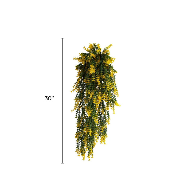 Artificial Hanging Yellow & Green Willow Leaf Garland Bushes UV Resistant & Fire Rated | 7.8in x 30in (20cm x 76cm Each)
