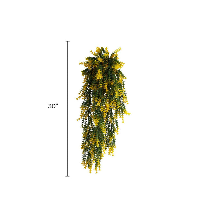 Artificial Hanging Yellow & Green Willow Leaf Garland Bushes UV Resistant & Fire Rated | 7.8in x 30in (20cm x 76cm Each)