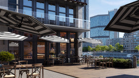 Shadowspec Retreat: The Wall-Mounted Solution. No floor space? No problem. Mount directly to your wall and get 9 feet of coverage without losing a single square foot of patio. Perfect for narrow decks, balconies, and tight dining areas.