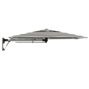 Shadowspec Retreat Umbrella with black and white striped canopy. Image with an all white background.