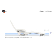 Shayz In-Pool Lounger by tenjam on a white background showing water depths in relation to the lounger