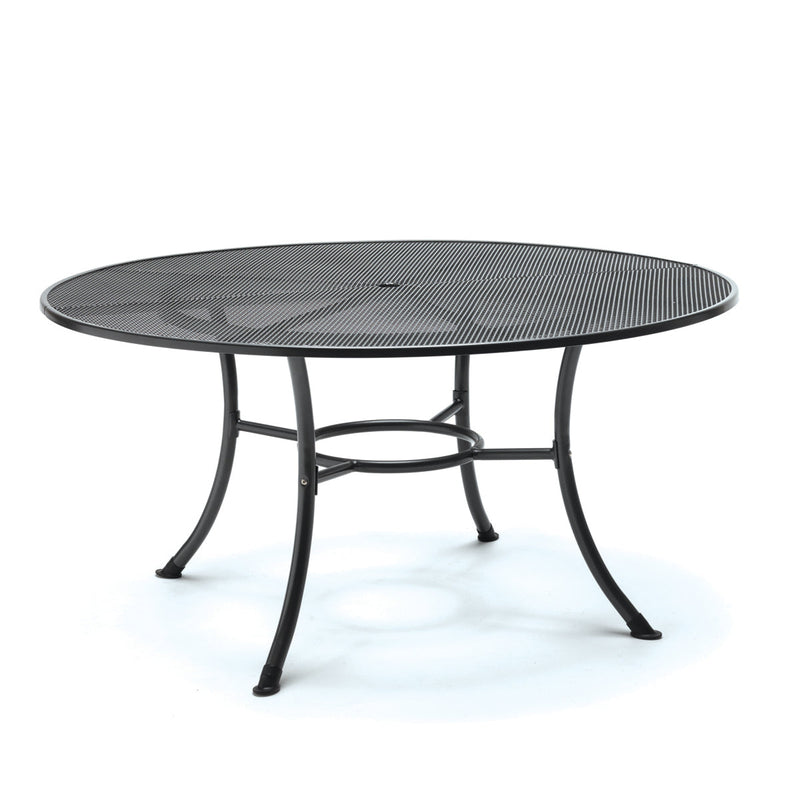 Pilano 7-Piece Round Wrought Iron Dining Set (60" Round Table with Umbrella Hole)