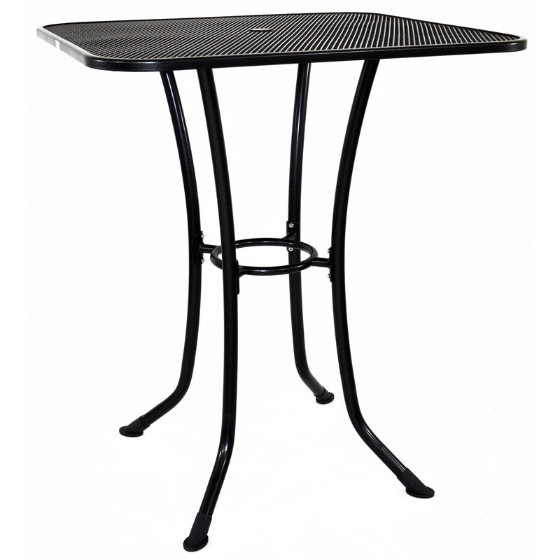 Black metal outdoor table on a white background