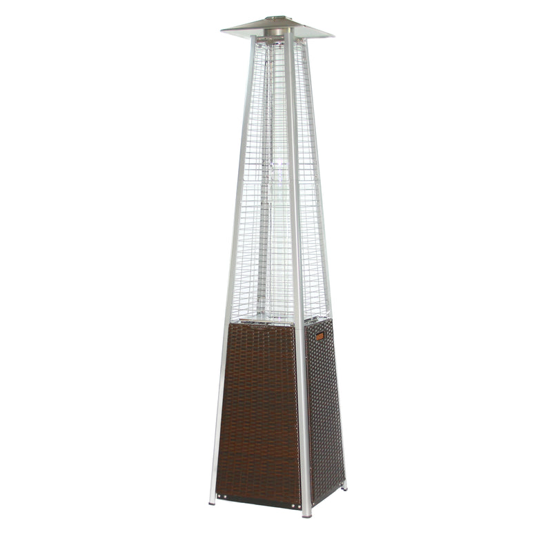 RadTec 89" Tower Flame Propane Patio Heater - Dark Brown Wicker (TF-WDB) | 41,000 BTU | Stylish Outdoor Heating