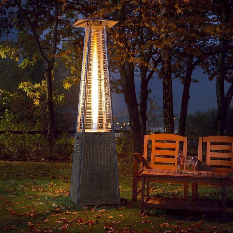 RadTec 89" Tower Flame Propane Patio Heater - Dark Brown Wicker (TF-WDB) | 41,000 BTU | Stylish Outdoor Heating
