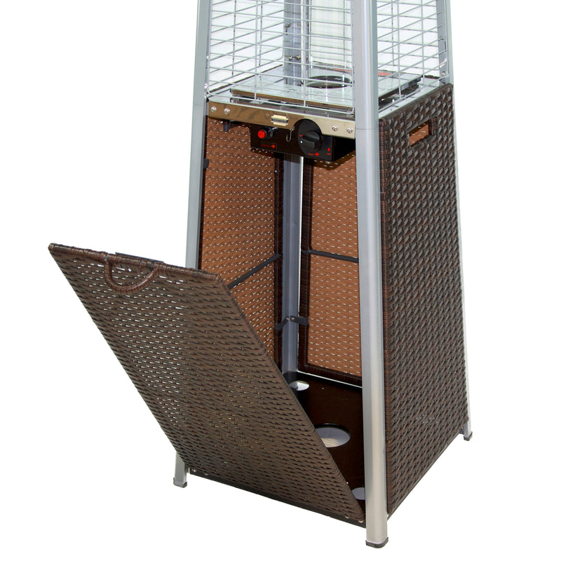 RadTec 89" Tower Flame Propane Patio Heater - Dark Brown Wicker (TF-WDB) | 41,000 BTU | Stylish Outdoor Heating