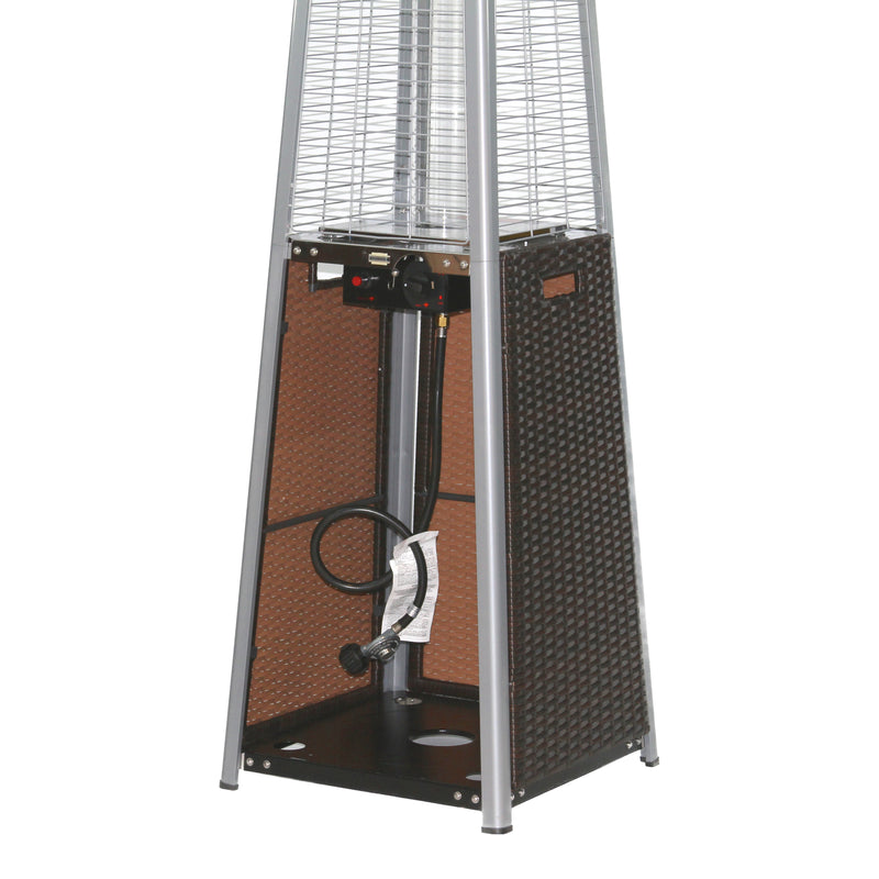 RadTec 89" Tower Flame Propane Patio Heater - Dark Brown Wicker (TF-WDB) | 41,000 BTU | Stylish Outdoor Heating
