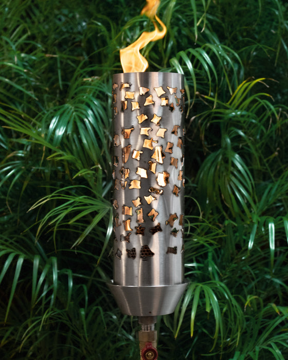 The Outdoor Plus Tiki Torch & Post Kit, Match Lit Ignition Fire Torch, Gas Fire Torch, Liquid Propane Fire Torch, Stainless Steel Fire Tiki Torch, Torch for Pathway Lighting