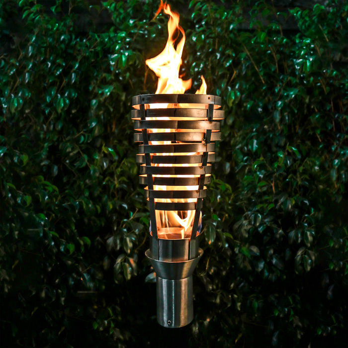 The Outdoor Plus Tiki Torch & Post Kit, Match Lit Ignition Fire Torch, Gas Fire Torch, Liquid Propane Fire Torch, Stainless Steel Fire Tiki Torch, Torch for Pathway Lighting