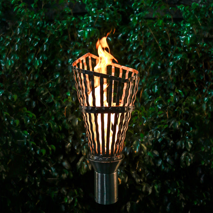 The Outdoor Plus Tiki Torch & Post Kit, Match Lit Ignition Fire Torch, Gas Fire Torch, Liquid Propane Fire Torch, Stainless Steel Fire Tiki Torch, Torch for Pathway Lighting