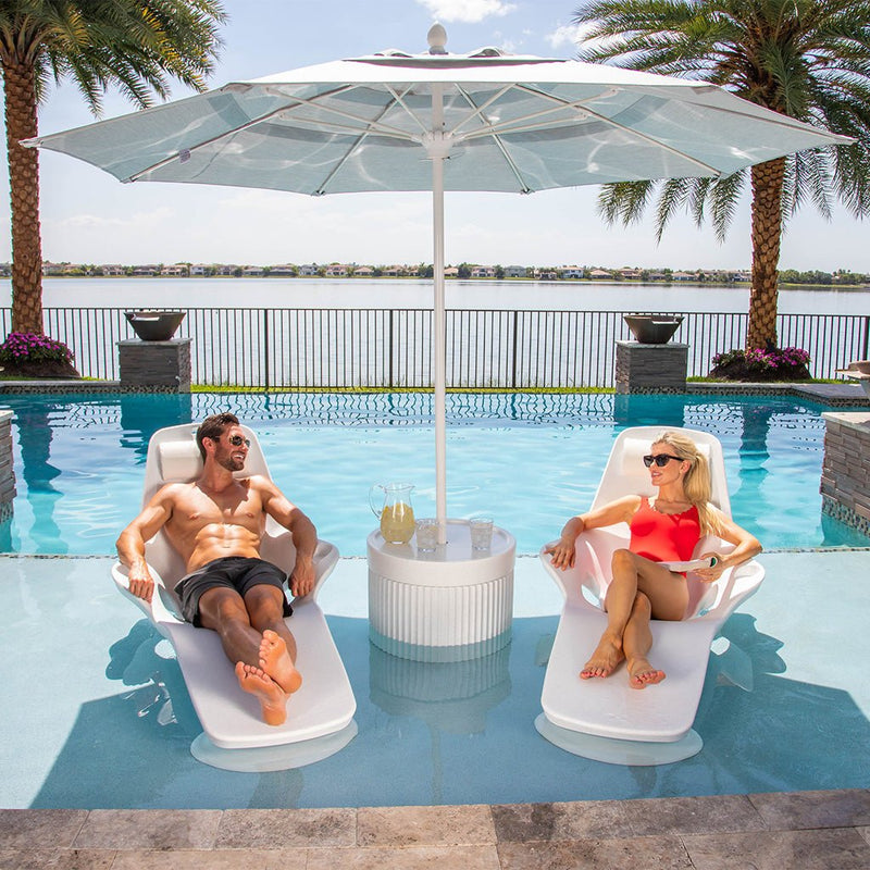 TenJam Ripple Wide Table with Umbrella Hole  - Pool & Patio Side Table