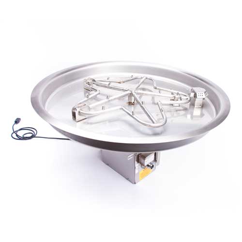 HPC Fire Round Bowl Electronic Ignition Insert, Round Bowl Fire Pit Insert, CSA Certified Fire Pit Insert, Fire Pit with Adjustable Flame Height, Bluetooth Controllable Fire Pit