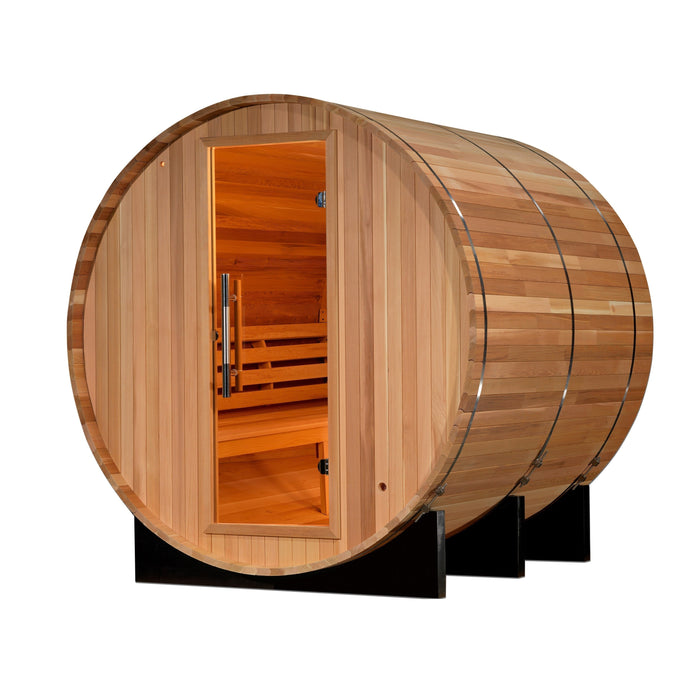 2022 Golden Designs "Uppsala" 4 Person Barrel Traditional Steam Sauna - Canadian Red Cedar