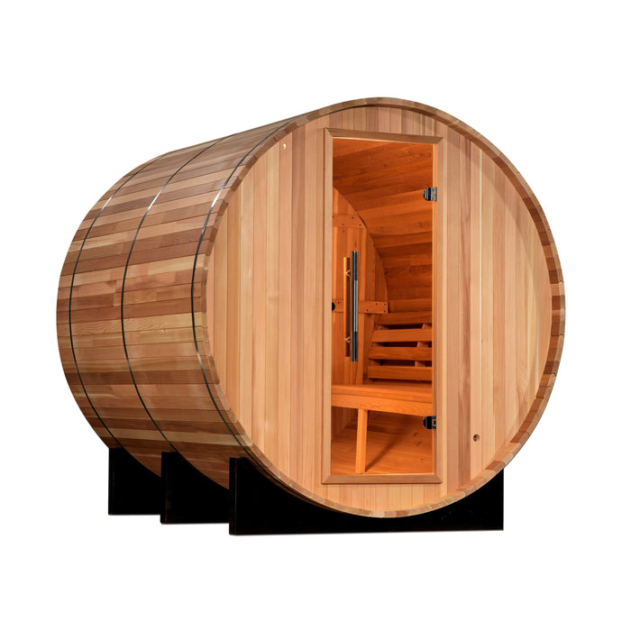 2022 Golden Designs "Uppsala" 4 Person Barrel Traditional Steam Sauna - Canadian Red Cedar