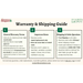 Warranty and shipping guide for Resorts Depot and ChristmasDesigners.com with text and logos.