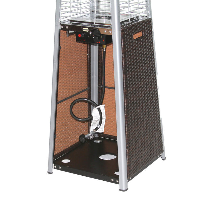 RadTec 89" Tower Flame Propane Patio Heater - Dark Brown Wicker (TF-WDB) | 41,000 BTU | Stylish Outdoor Heating