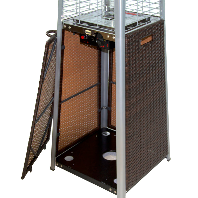 RadTec 89" Tower Flame Propane Patio Heater - Dark Brown Wicker (TF-WDB) | 41,000 BTU | Stylish Outdoor Heating