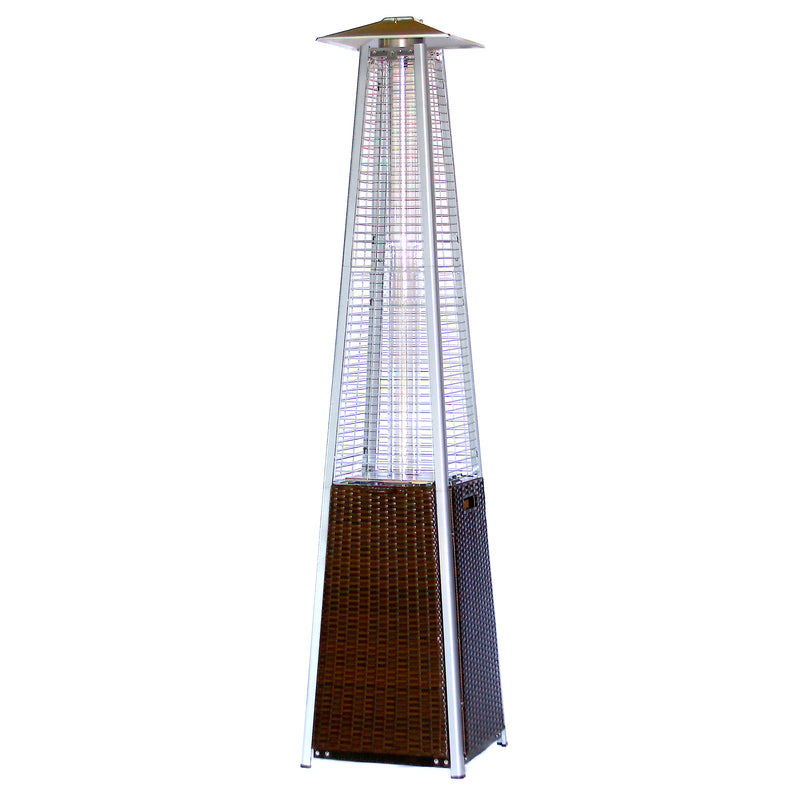 RadTec 89" Tower Flame Propane Patio Heater - Dark Brown Wicker (TF-WDB) | 41,000 BTU | Stylish Outdoor Heating