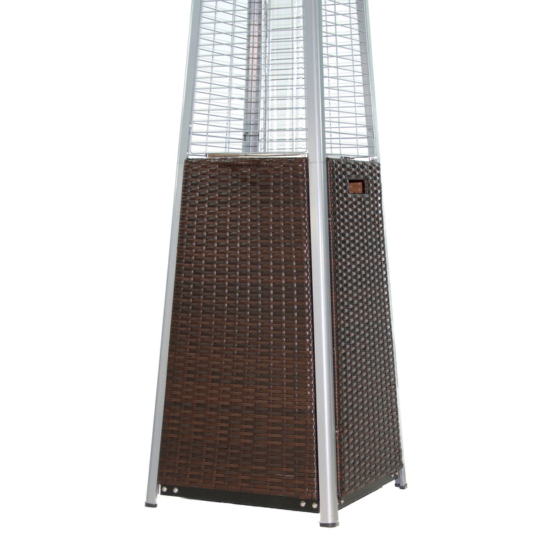 RadTec 89" Tower Flame Propane Patio Heater - Dark Brown Wicker (TF-WDB) | 41,000 BTU | Stylish Outdoor Heating