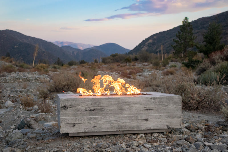 The Outdoor Plus Coronado Rectangular Firepit - Concrete Wood Grain