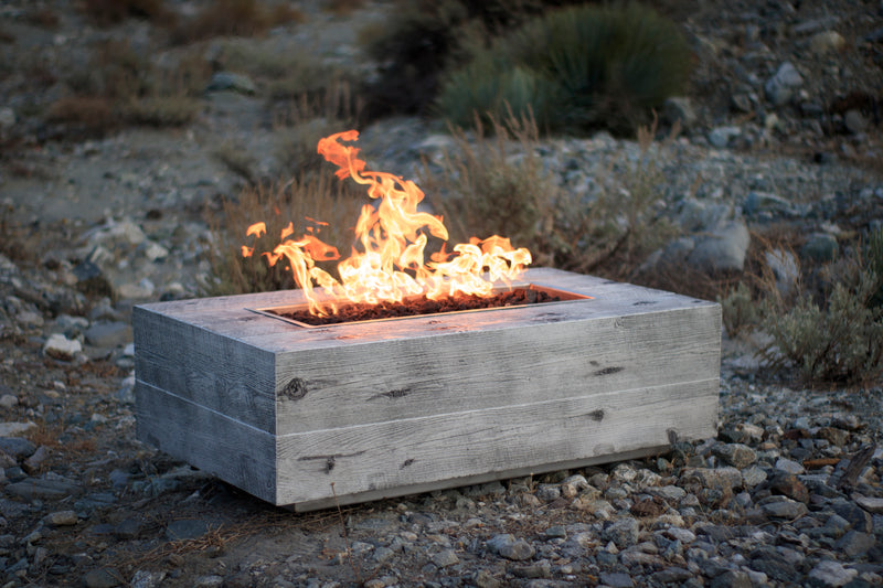The Outdoor Plus Coronado Rectangular Firepit - Concrete Wood Grain