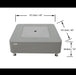 Space gray fire pit table with dimensions labeled on a white background
