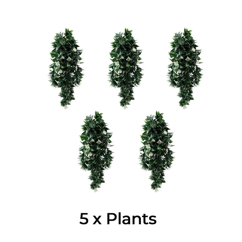 (5 Pieces) Hanging White Artificial Bougainvillea Plant UV Resistant 30"