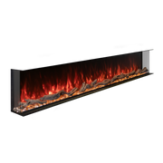 Modern Flames 96 inch Landscape Pro Multi, angled view with both ends open as a three sided bay
