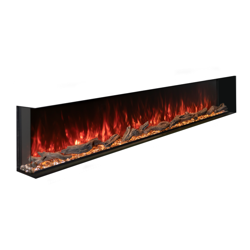 Modern Flames 96 inch Landscape Pro Multi, angled view with the left end open and the right end closed
