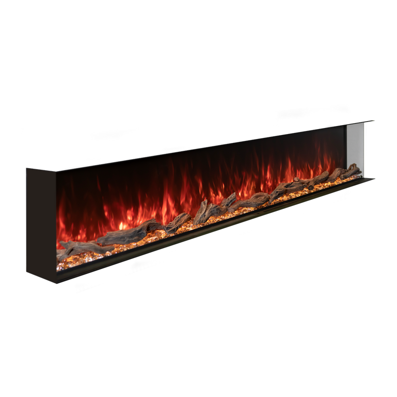 Modern Flames 96 inch Landscape Pro Multi, angled view with the right end open and the left end closed