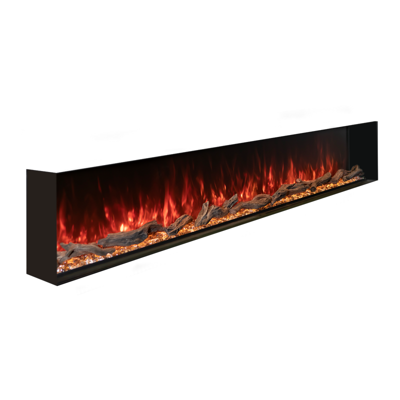 Modern Flames 96 inch Landscape Pro Multi, angled view with both ends closed for a single sided install