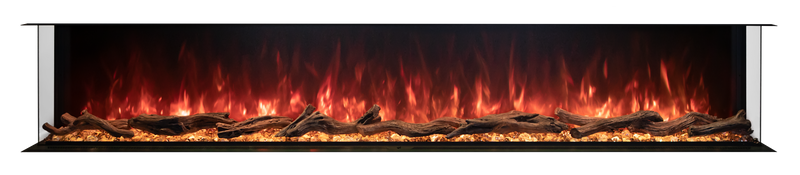 Modern Flames Landscape Pro Multi 96 inch electric fireplace, front view with orange flames