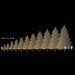 Illustration of christmas trees with height measurements from 12' to 50' on a black background